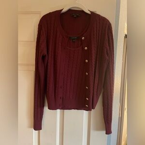 Ann Taylor burgundy cardigan set, tank and cardigan  size small like new